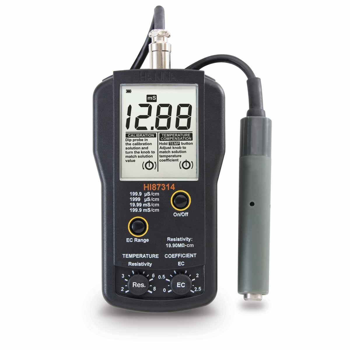 哈納微電腦電導率EC-電阻率測定儀HI87314